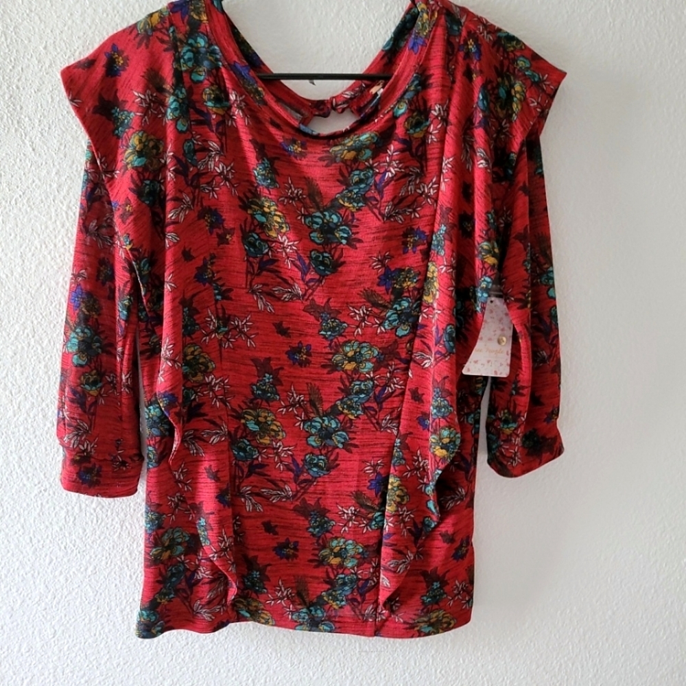Free People Women's Dock Street Red Floral Combo Top - Picture 10 of 16